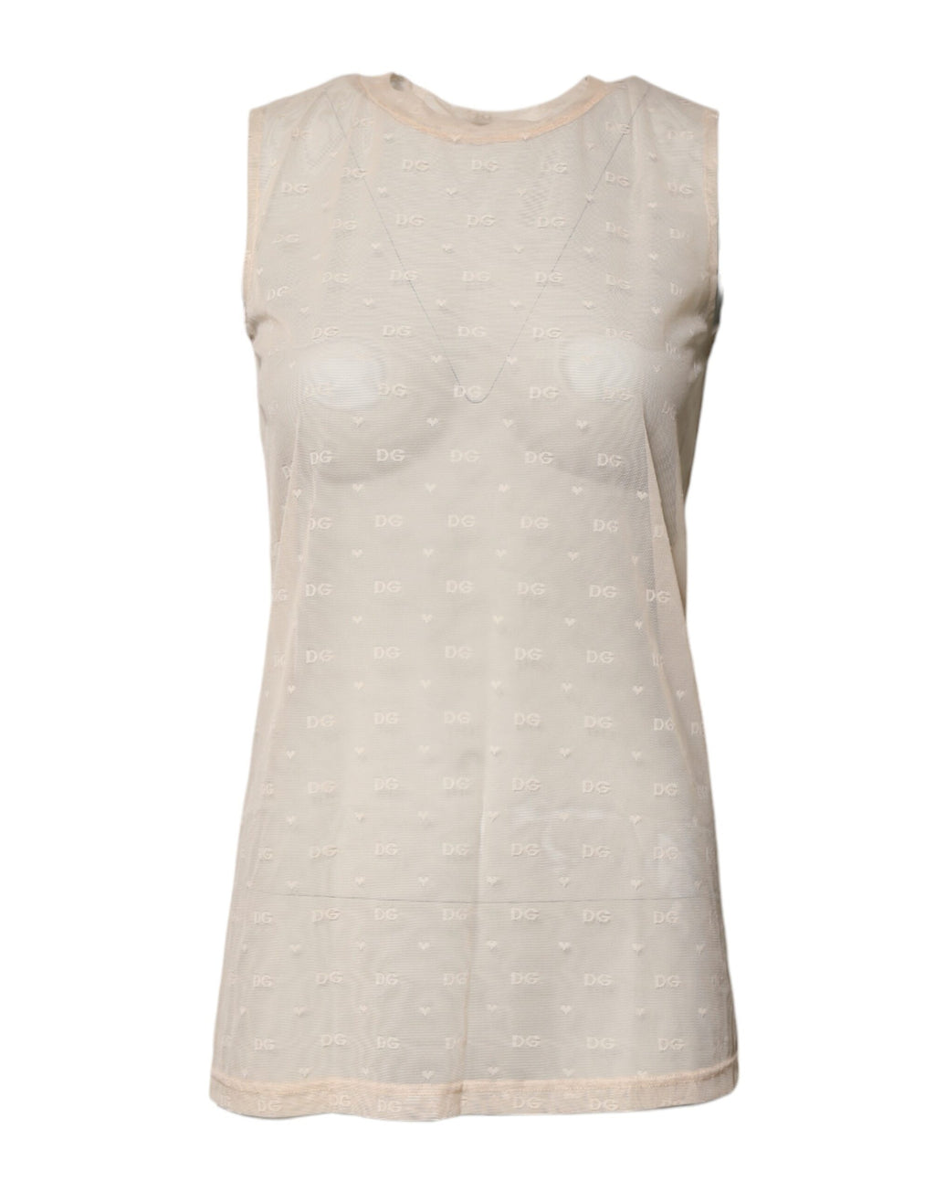 Dolce & Gabbana Ivory Nylon Logo Sleeveless Tank Top