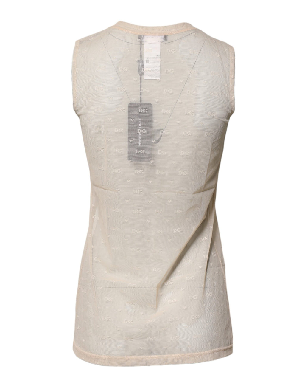 Dolce & Gabbana Ivory Nylon Logo Sleeveless Tank Top