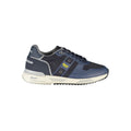 Blauer Blaue Turnschuhe mit kontrastierender Verzierung