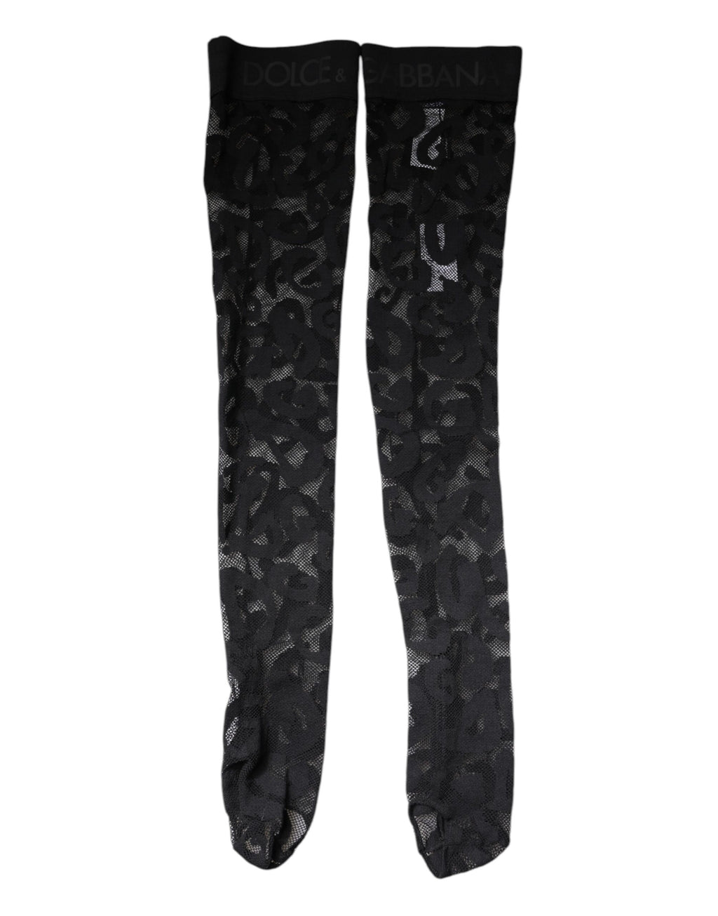 Dolce & Gabbana Black Floral Lace Cotton-Blend Stretch Socks