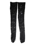 Dolce & Gabbana Black Floral Lace Cotton-Blend Stretch Socks