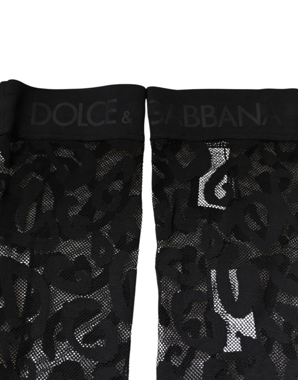 Dolce & Gabbana Black Floral Lace Cotton-Blend Stretch Socks