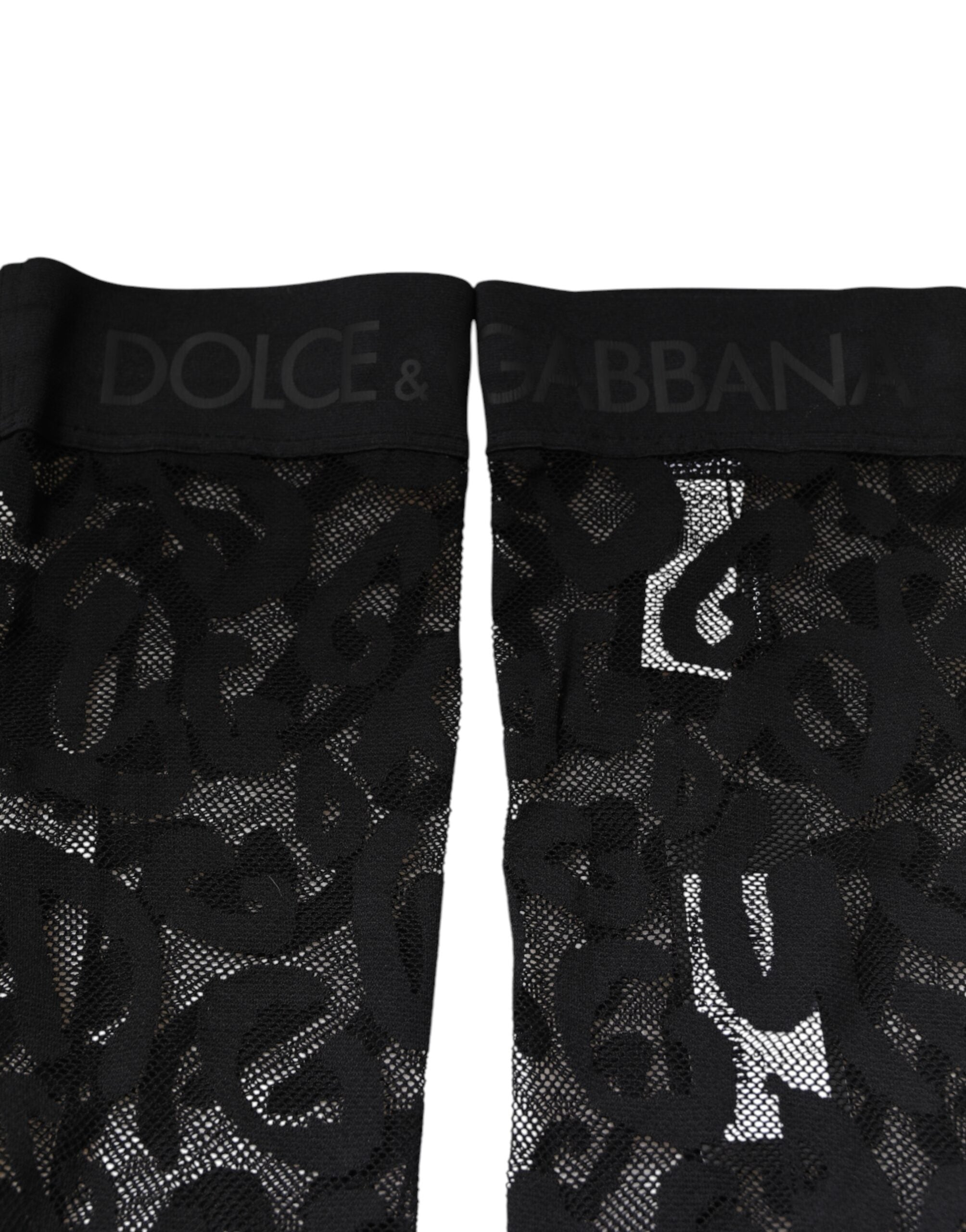 Dolce & Gabbana Black Floral Lace Cotton-Blend Stretch Socks