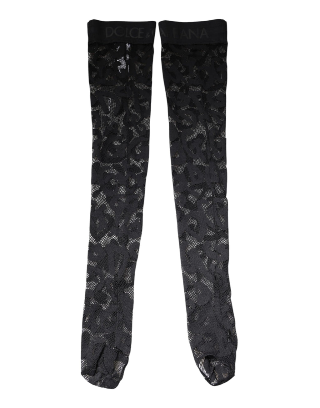 Dolce & Gabbana Black Floral Lace Cotton-Blend Stretch Socks