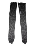 Dolce & Gabbana Schwarze florale Spitze Baumwoll-Stretchstrümpfe Socken