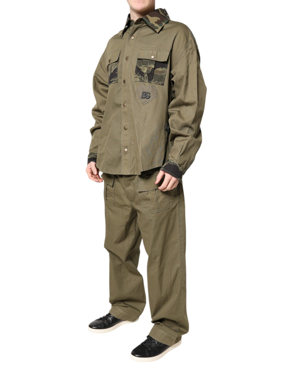 Dolce & Gabbana Brown Cotton-Stretch Shirt-Pants Loungewear Set
