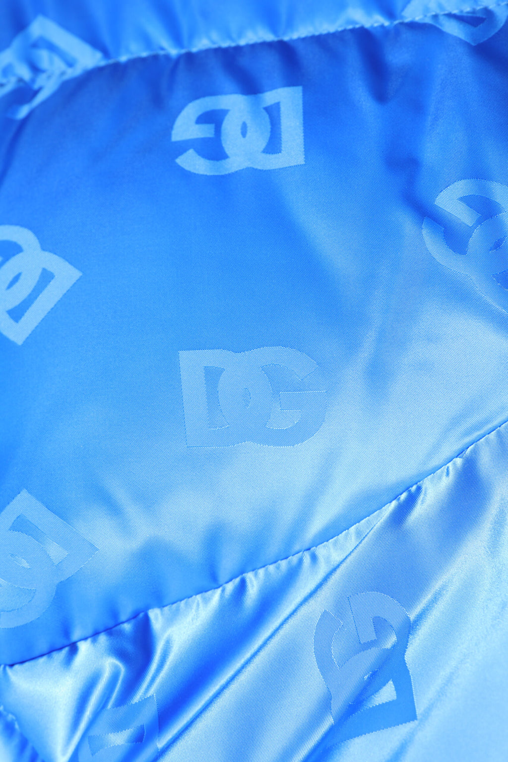 Dolce & Gabbana Blue Logo Hooded Quilted Jacket with Zipper