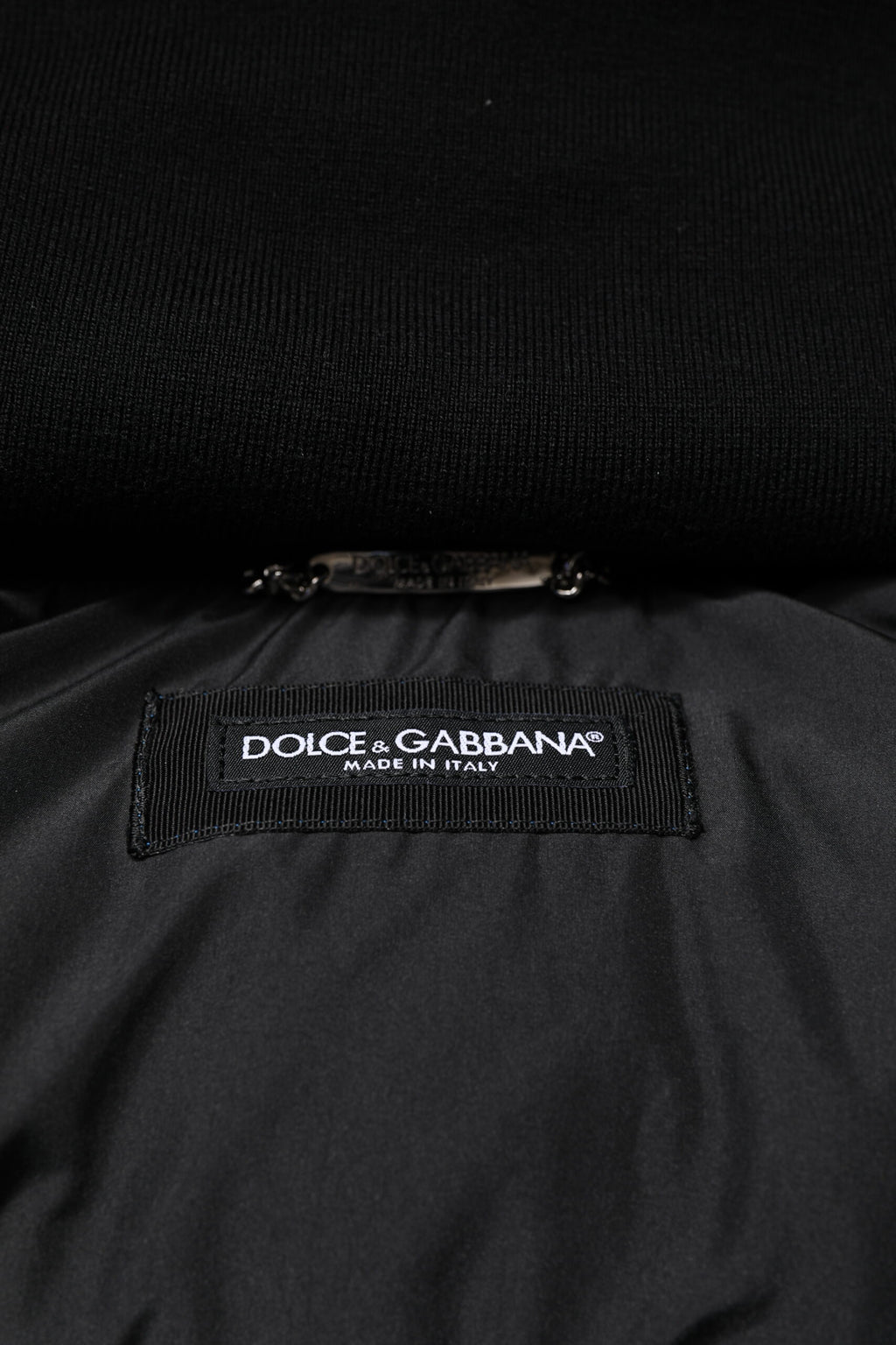 Dolce & Gabbana Blue Logo Hooded Quilted Jacket with Zipper