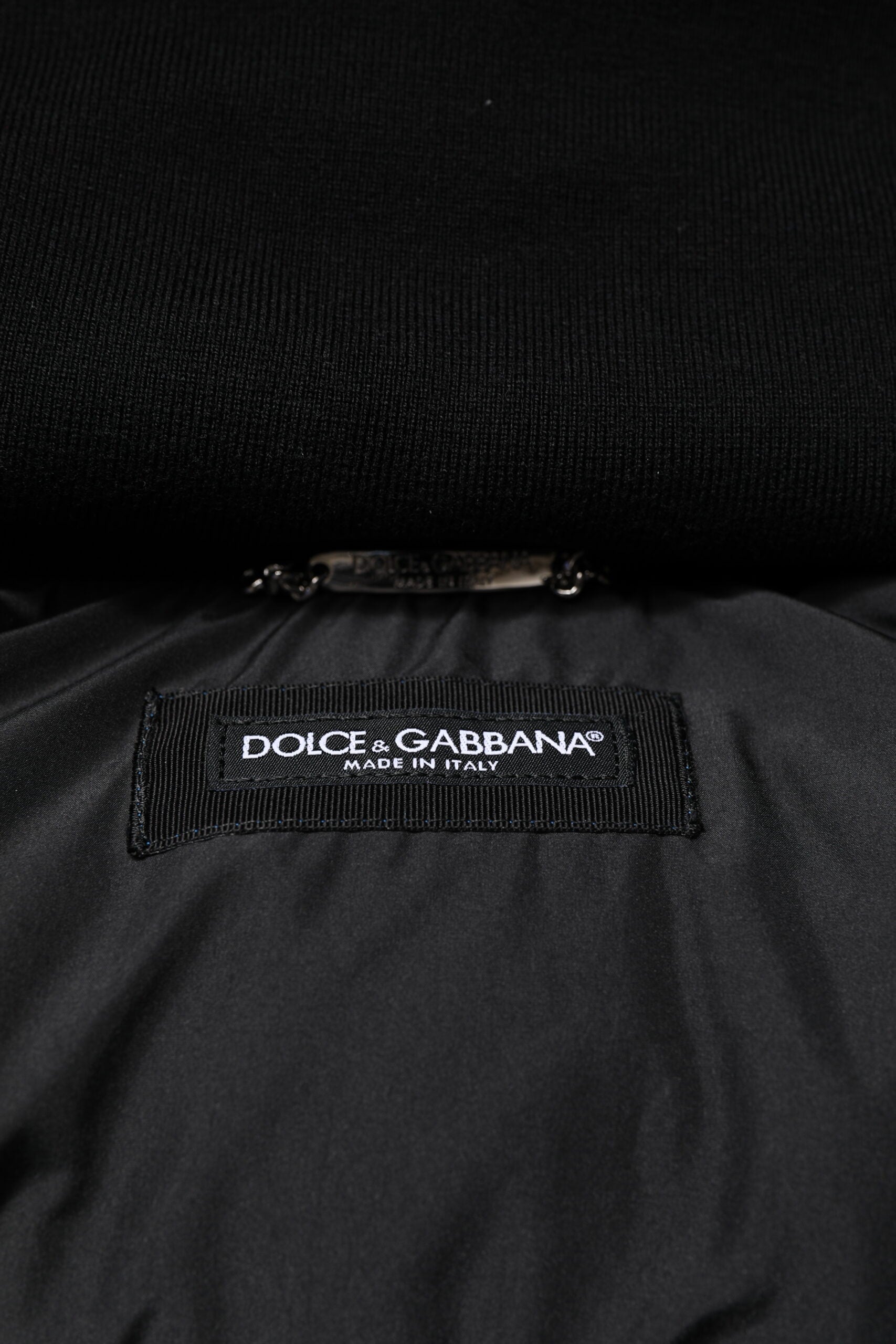 Dolce & Gabbana Blue Logo Hooded Quilted Jacket with Zipper