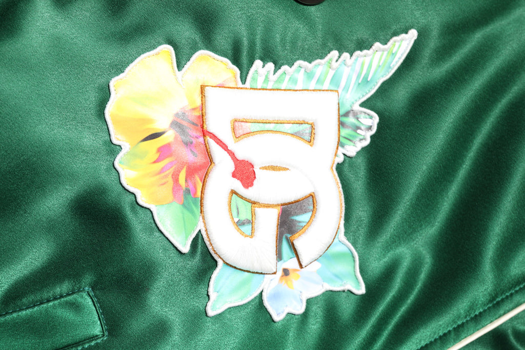 Dolce & Gabbana Green Floral DG Logo Zip-Up Bomber Jacket