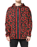 Dolce & Gabbana Black Cherry-Print Hooded Windbreaker Jacket