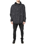 Dolce & Gabbana Schwarze Windbreaker-Jacke mit Herzdruck und Kapuze
