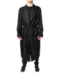 Dolce & Gabbana Schwarze Seide DG Logo Herren Wickelmantel Jacke