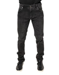Dolce & Gabbana Graue Skinny Denim Jeans aus gewaschener Baumwolle