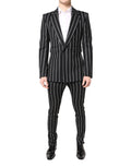 Dolce & Gabbana Schwarz gestreifter SICILIA Formal 2 Piece Anzug