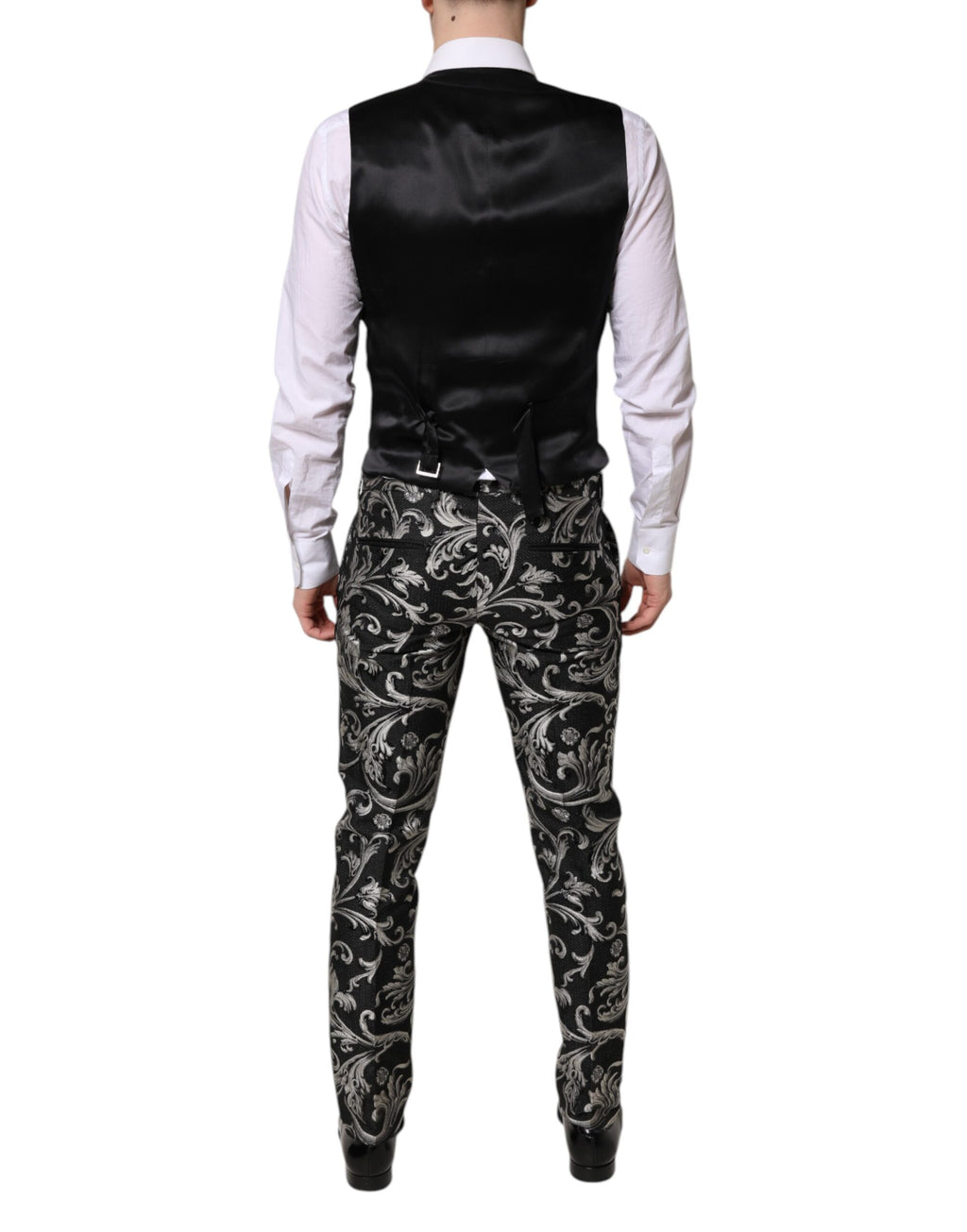 Dolce & Gabbana Black Gray MARTINI Jacquard Men's 3 Piece Suit