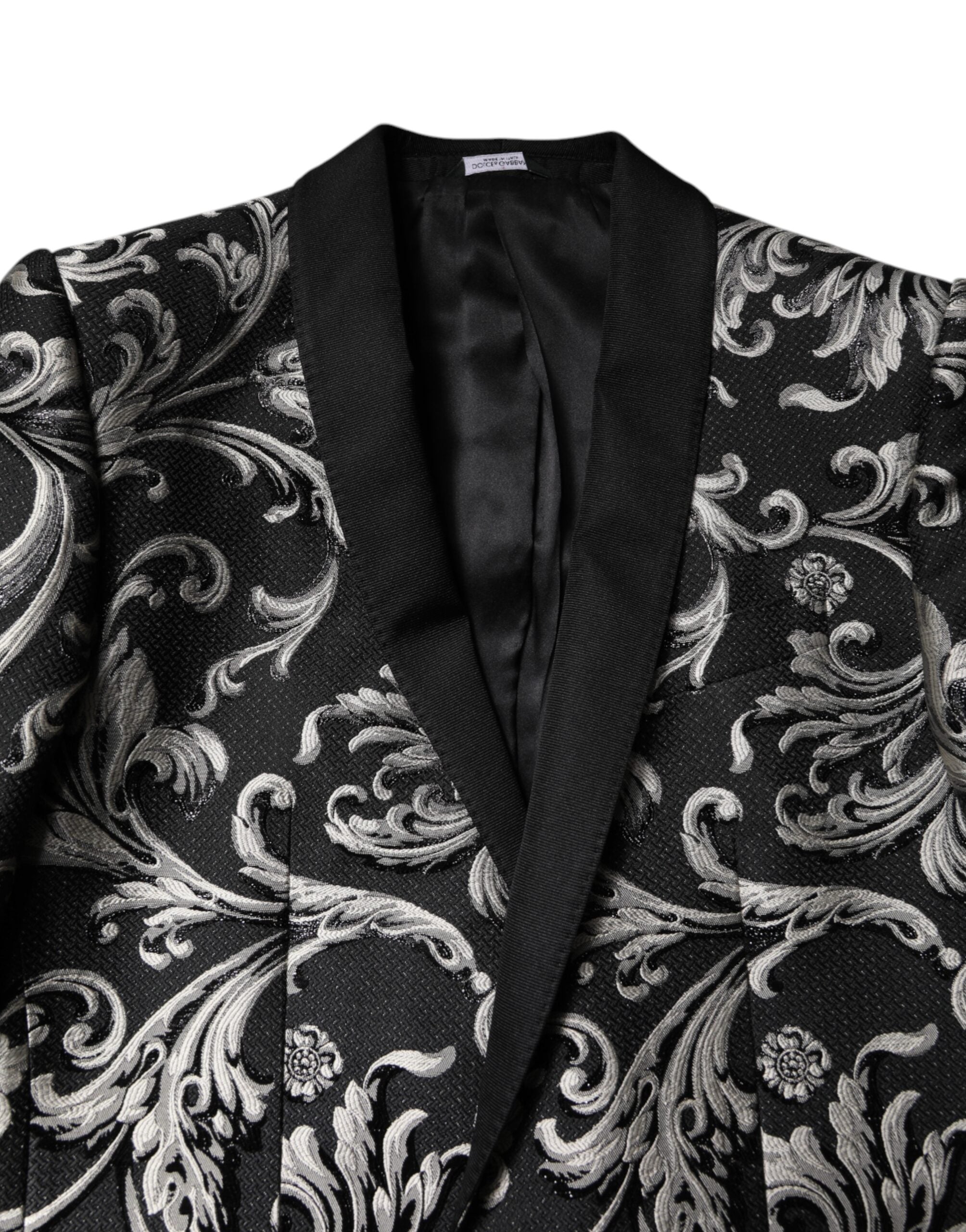 Dolce & Gabbana Black Gray MARTINI Jacquard Men's 3 Piece Suit