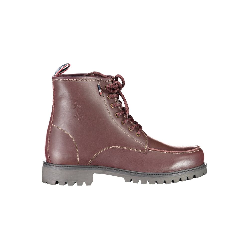 U.S. POLO ASSN. Rote Leder-Knöchelstiefel
