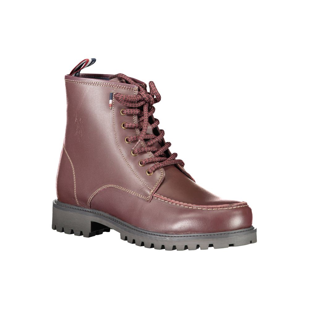 U.S. POLO ASSN. Rote Leder-Knöchelstiefel