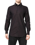 Dolce & Gabbana Men's Chestnut Brown Jacquard Cotton GOLD Shirt