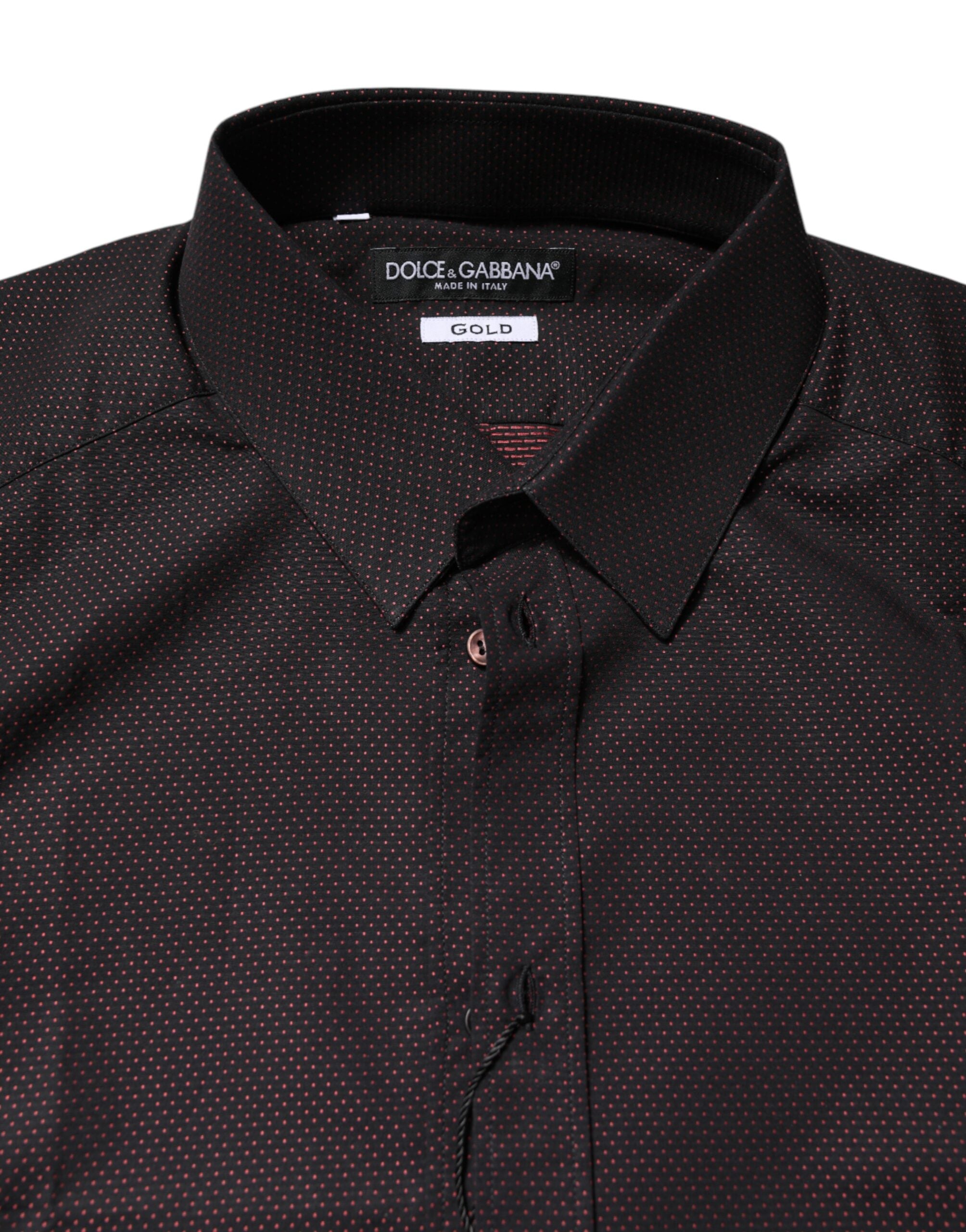 Dolce & Gabbana Men's Chestnut Brown Jacquard Cotton GOLD Shirt
