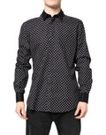 Dolce & Gabbana Black Polka Dot Cotton Formal Shirt