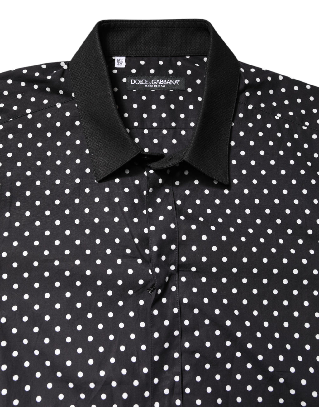 Dolce & Gabbana Black Polka Dot Cotton Formal Shirt