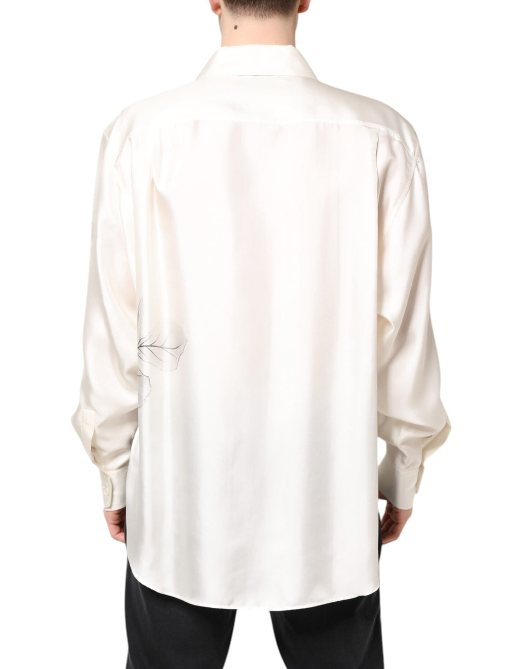 Dolce & Gabbana Men's Ivory Long Sleeve Silk Casual Shirt