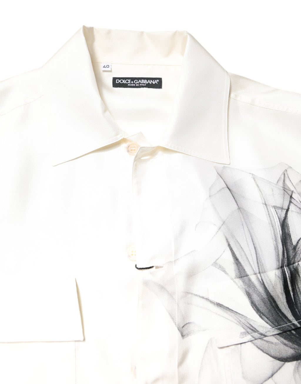 Dolce & Gabbana Men's Ivory Long Sleeve Silk Casual Shirt