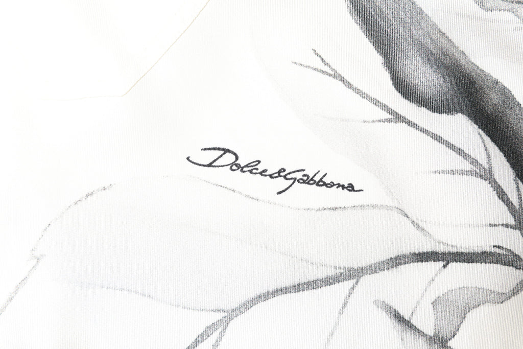 Dolce & Gabbana Men's Ivory Long Sleeve Silk Casual Shirt