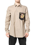 Dolce & Gabbana Beige Pin Up Print MARTINI Herren Freizeithemd
