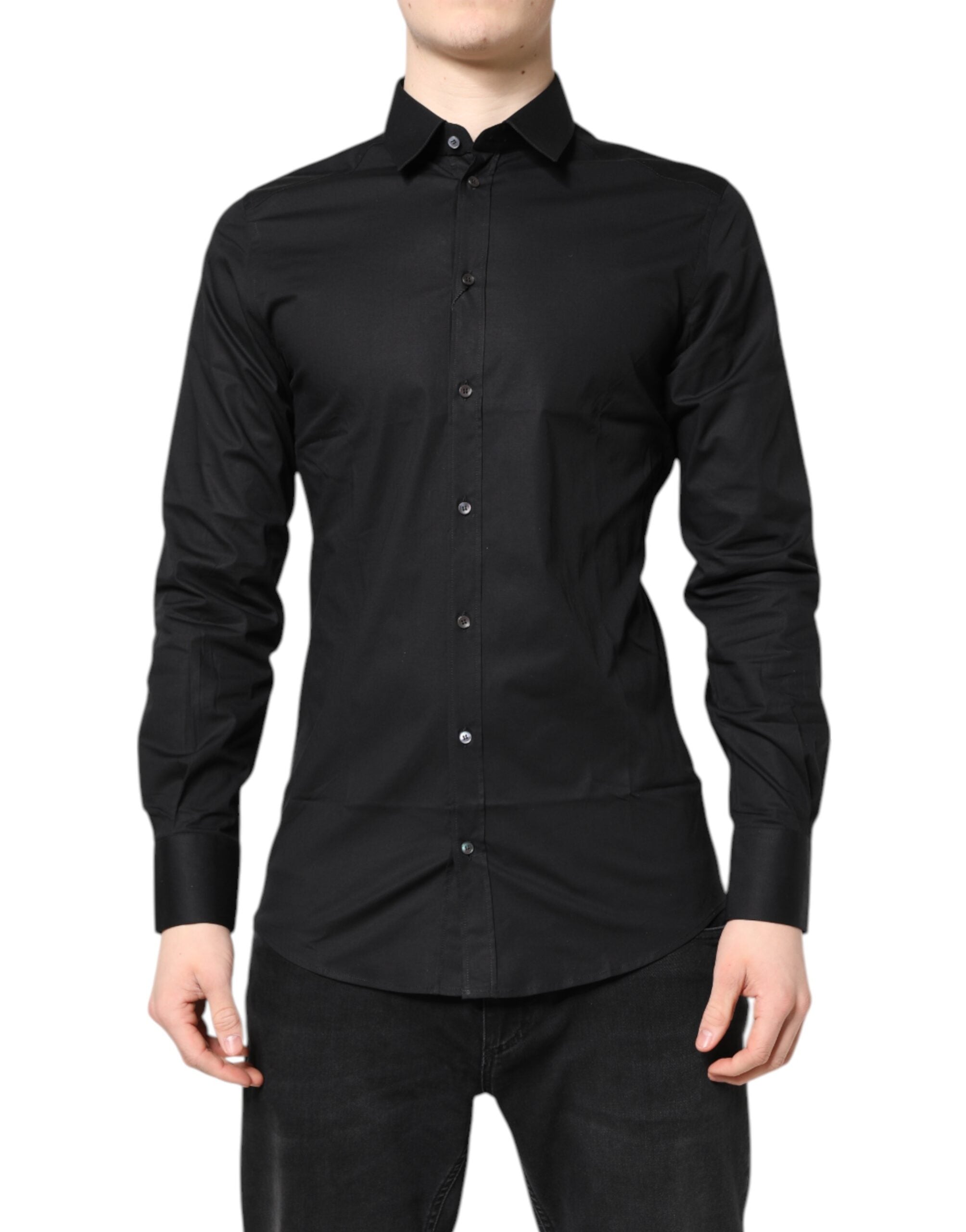 Dolce & Gabbana Black GOLD Long Sleeve Cotton Shirt