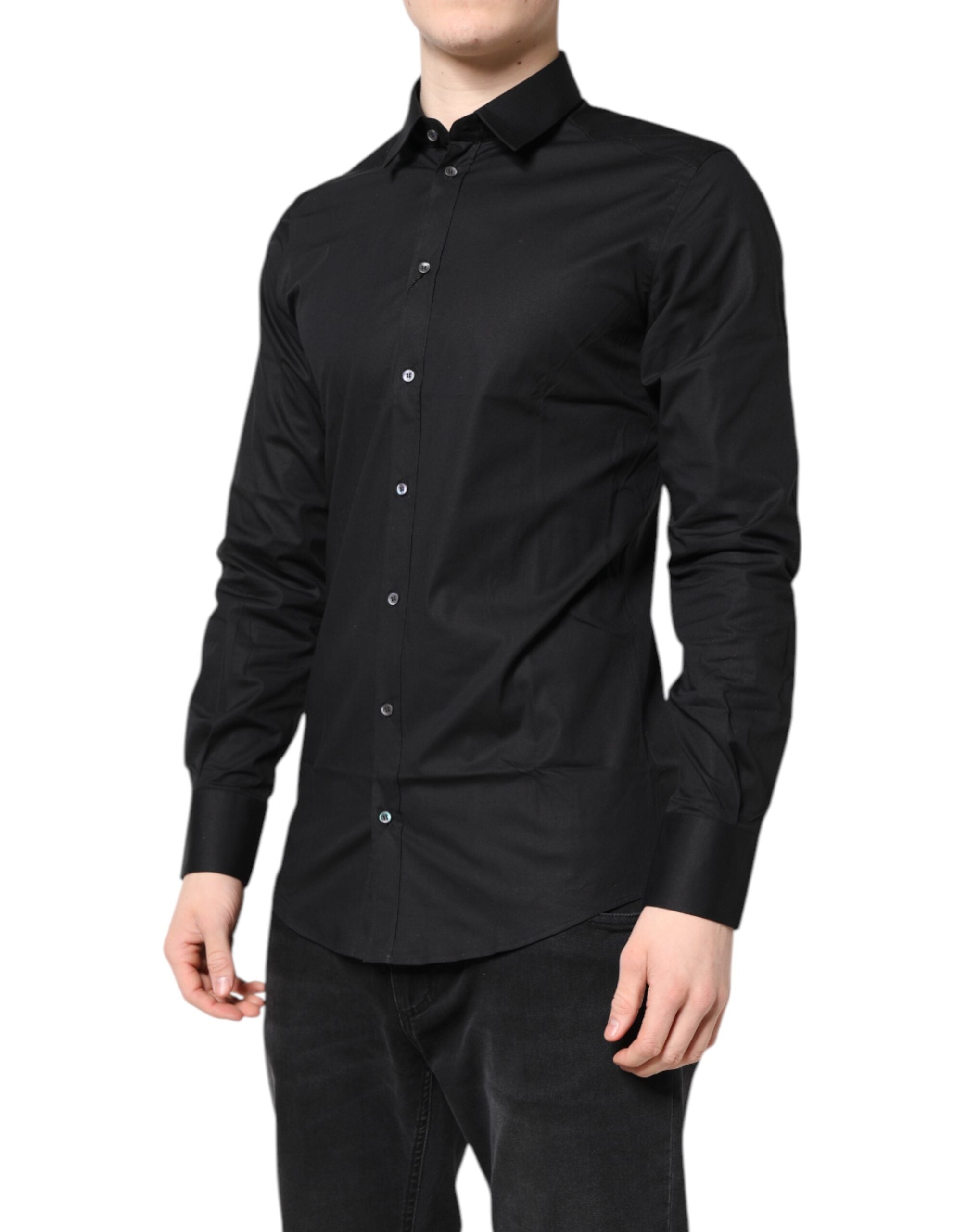 Dolce & Gabbana Black GOLD Long Sleeve Cotton Shirt