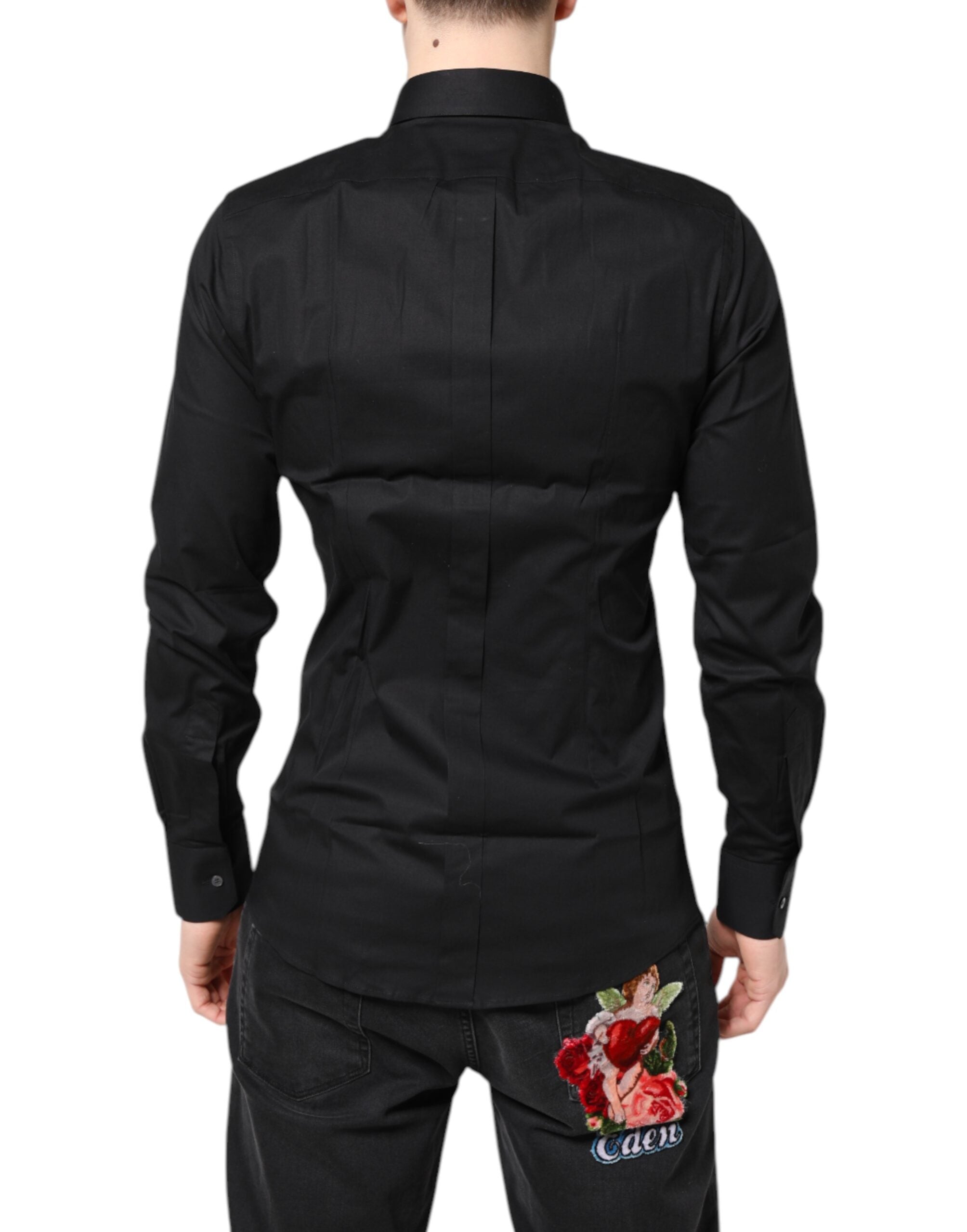 Dolce & Gabbana Black GOLD Long Sleeve Cotton Shirt