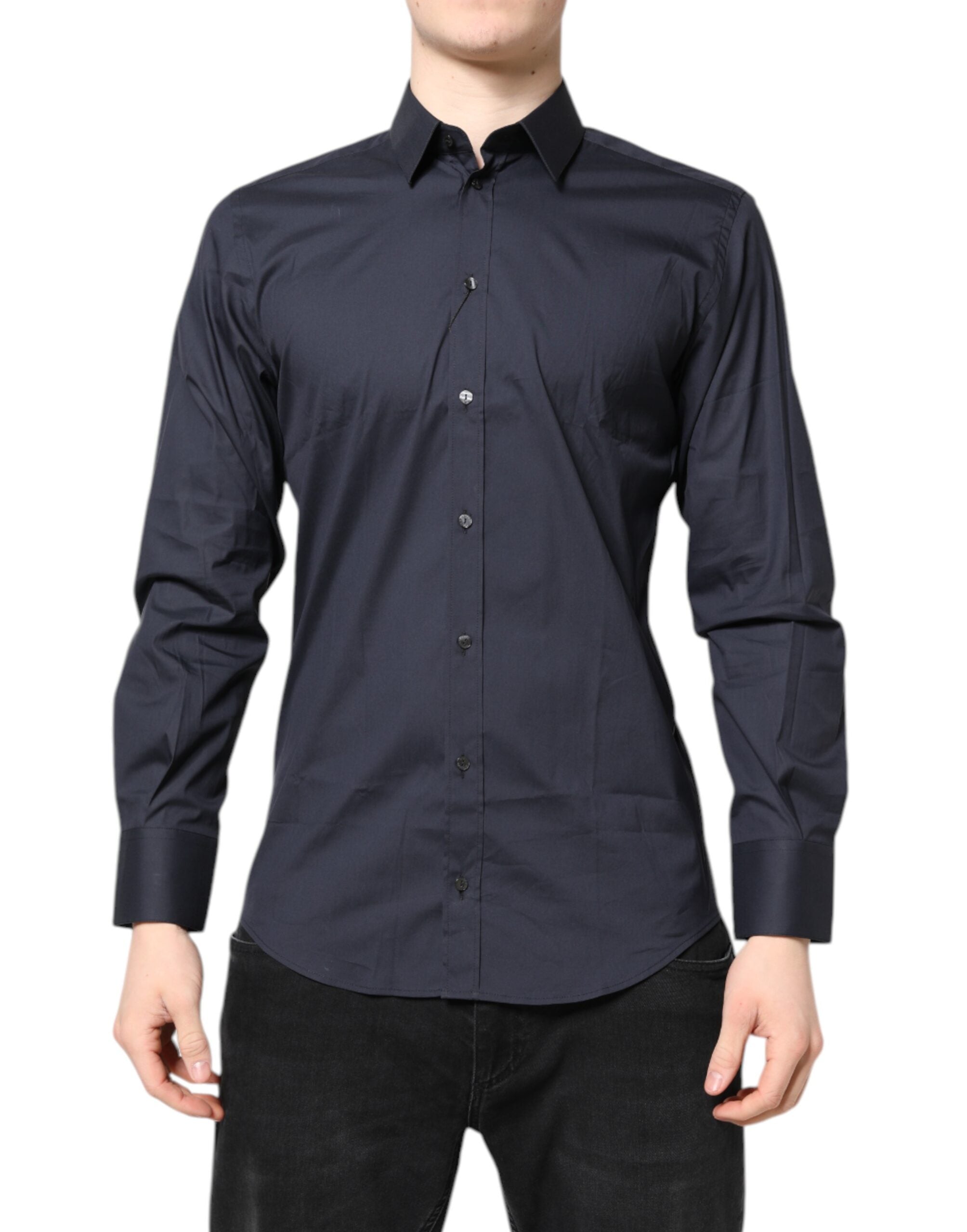 Dolce & Gabbana Dark Blue MARTINI Cotton Formal Shirt