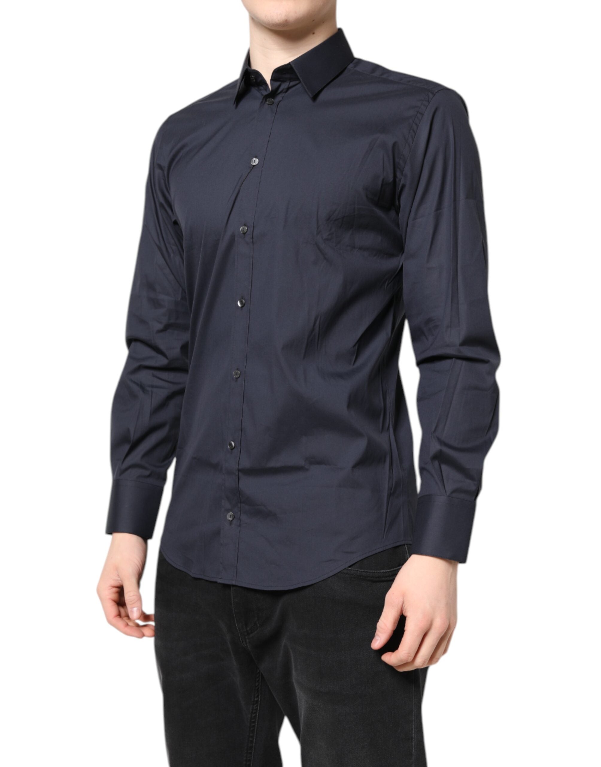 Dolce & Gabbana Dark Blue MARTINI Cotton Formal Shirt