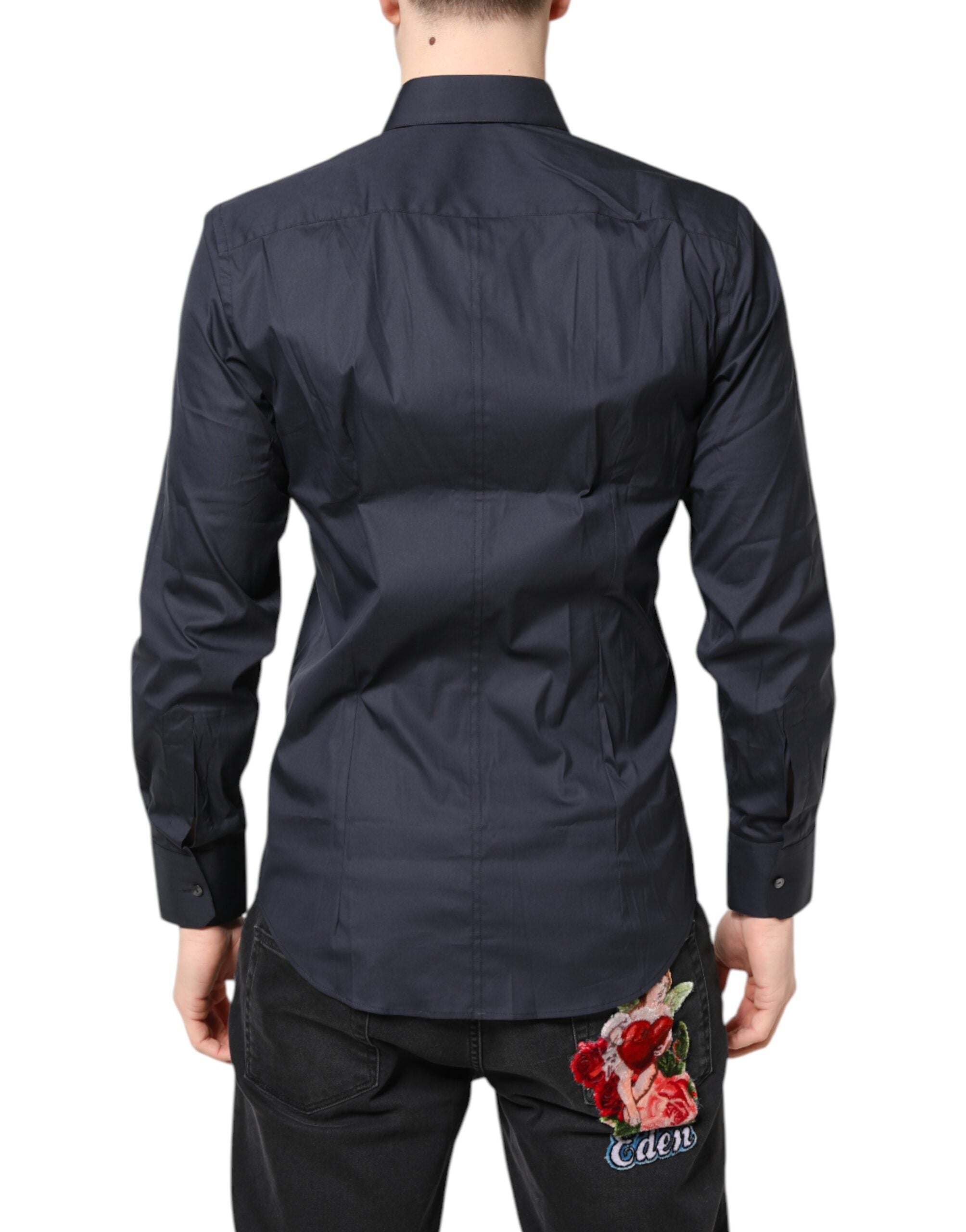 Dolce & Gabbana Dark Blue MARTINI Cotton Formal Shirt