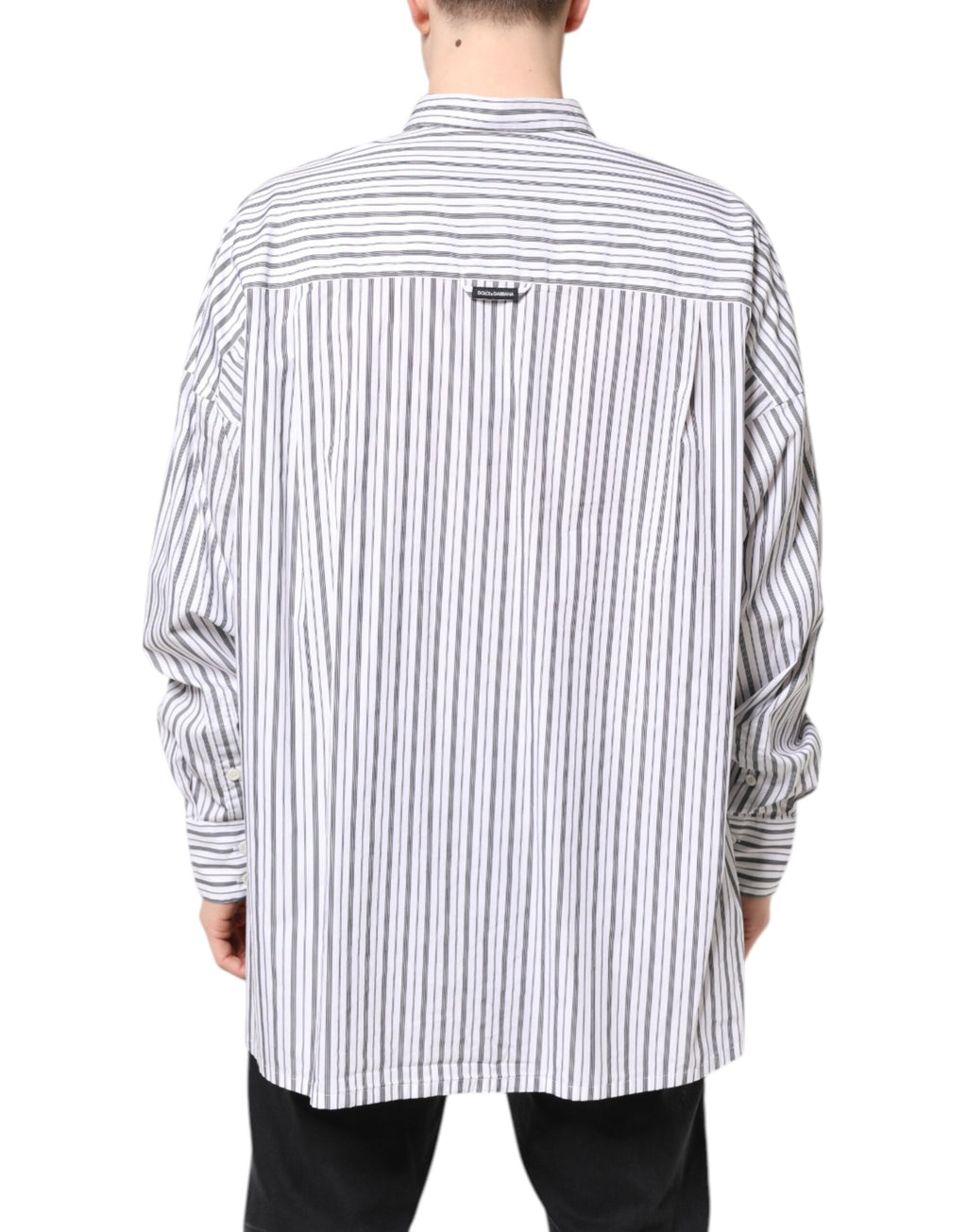 Dolce & Gabbana White Black Striped Button Down Casual Shirt