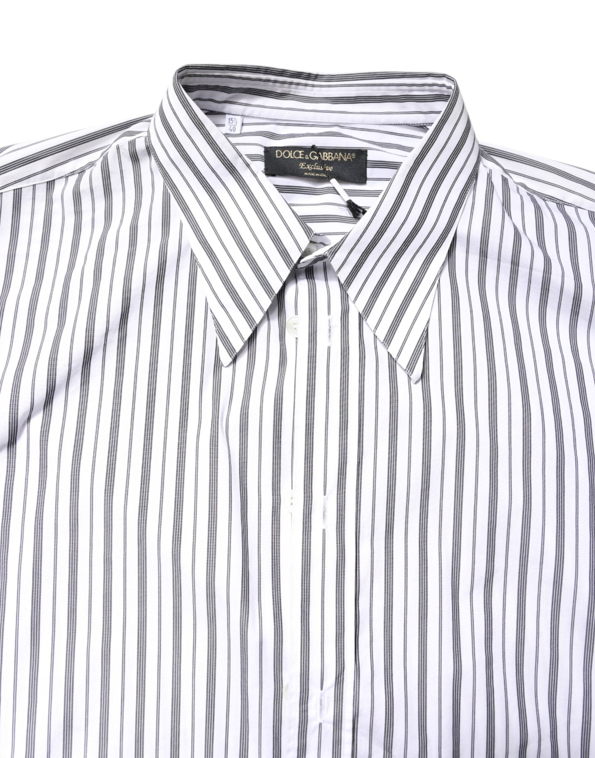 Dolce & Gabbana White Black Striped Button Down Casual Shirt