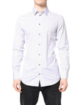 Dolce & Gabbana White Striped GOLD Cotton Shirt