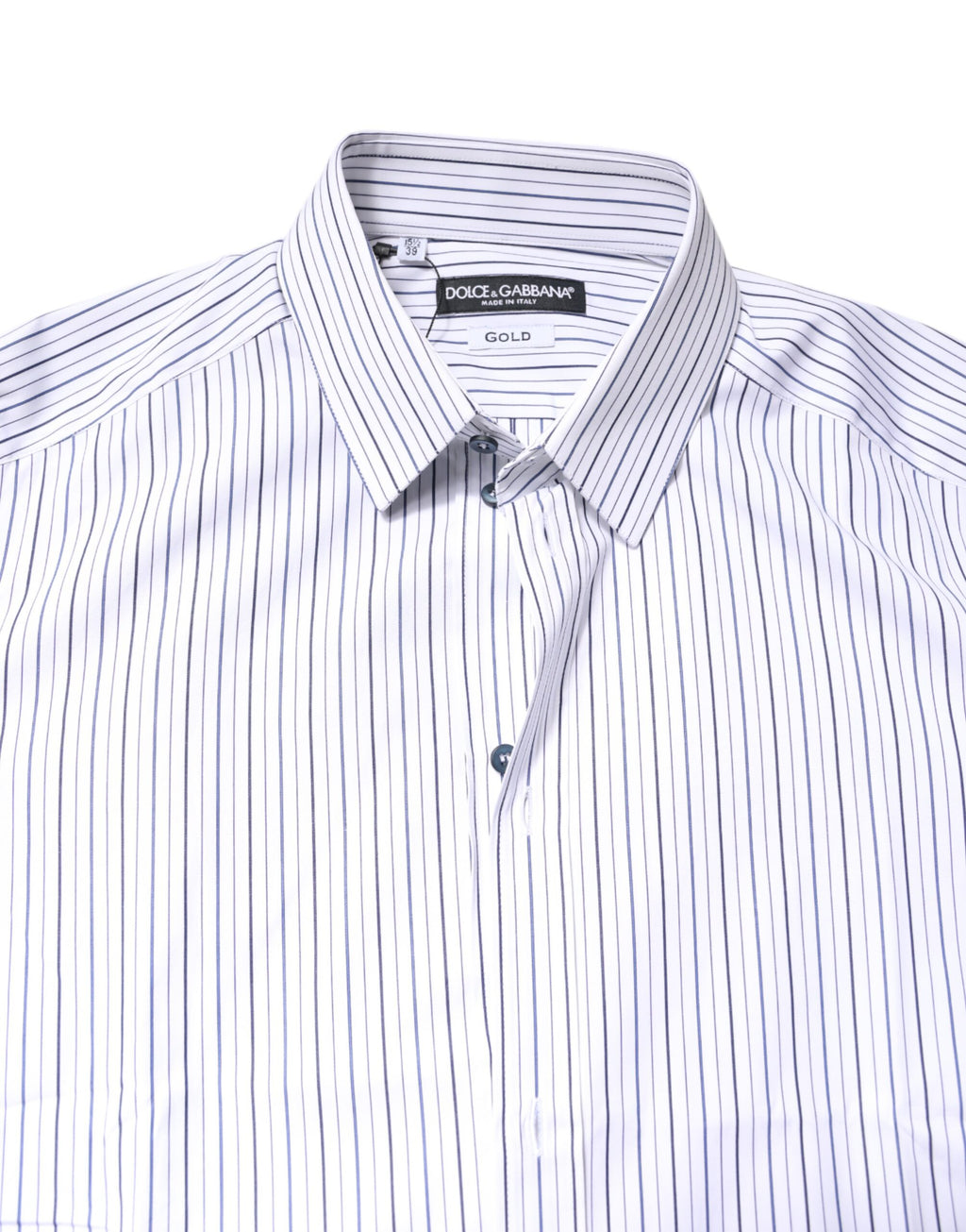 Dolce & Gabbana White Striped GOLD Cotton Shirt