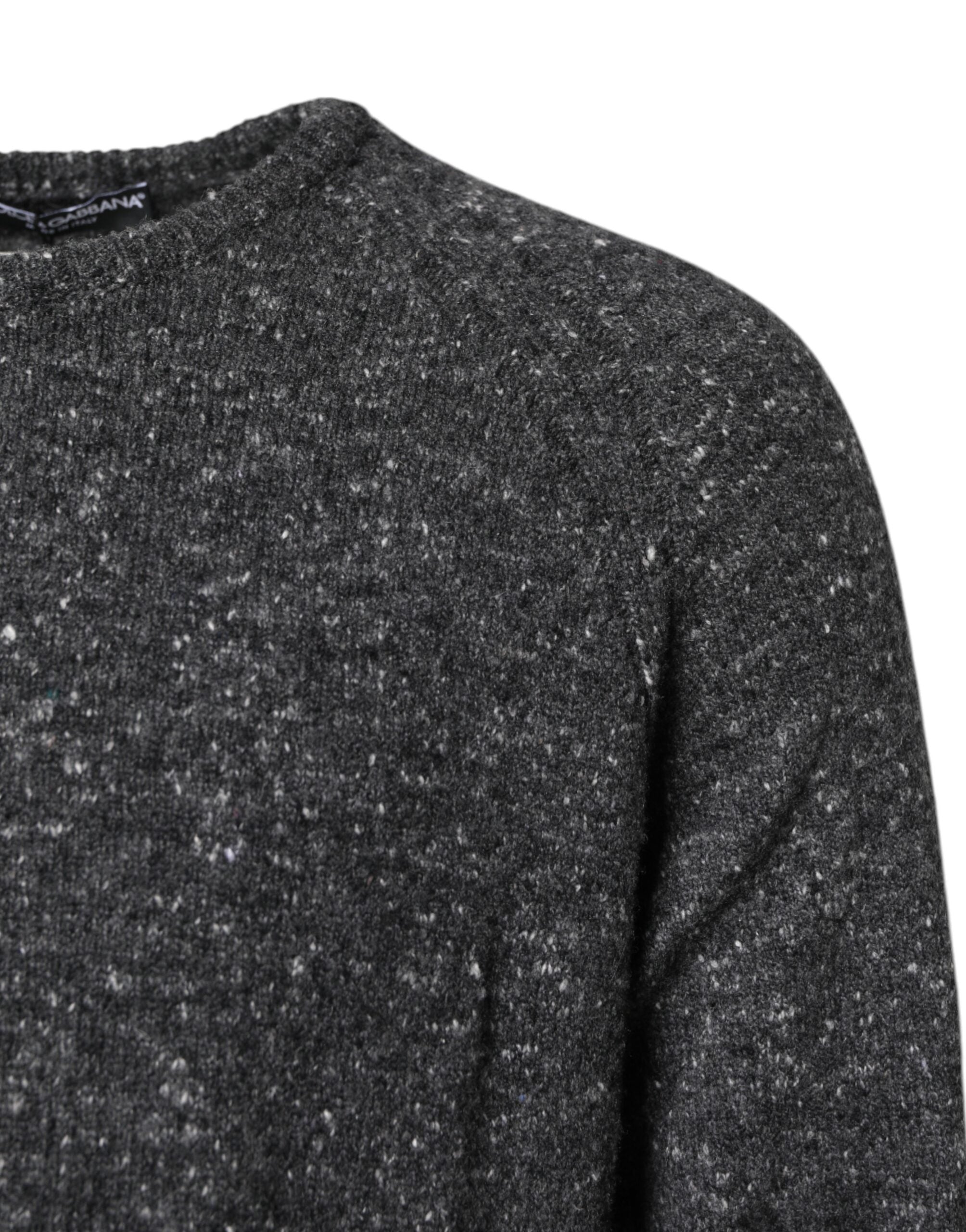 Dolce & Gabbana Grauer Pullover mit Rundhalsausschnitt aus Wolle