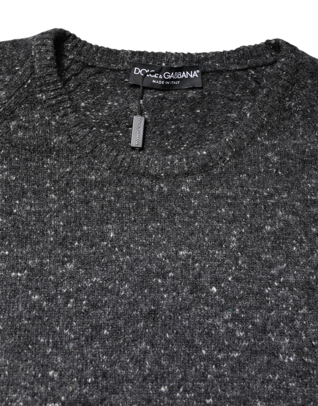 Dolce & Gabbana Grauer Pullover mit Rundhalsausschnitt aus Wolle