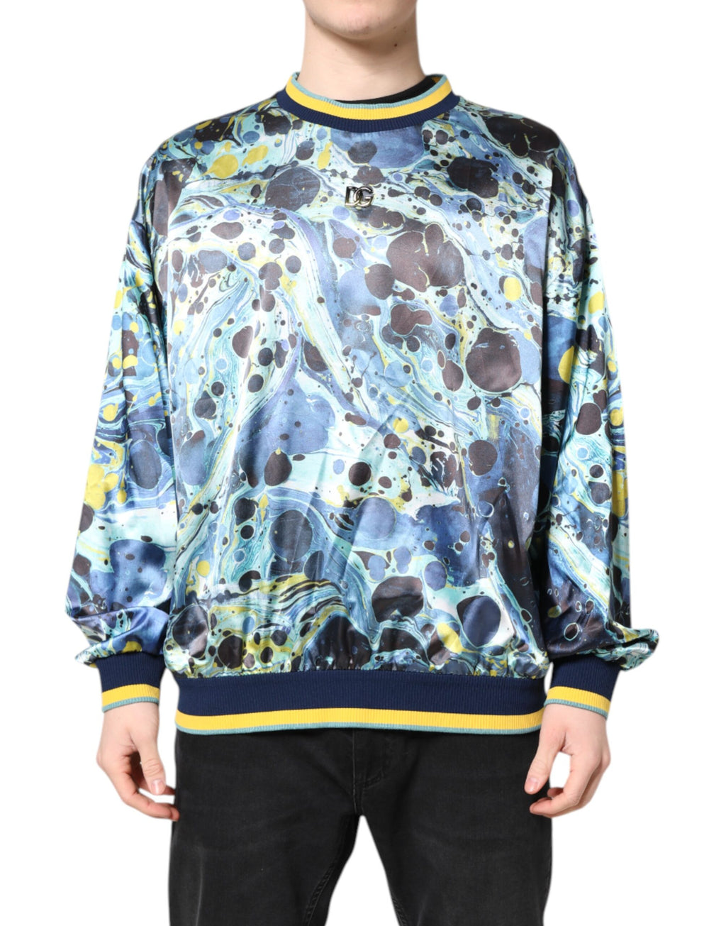 Dolce & Gabbana Multicolor Marble Print Men's Pullover Sweater
