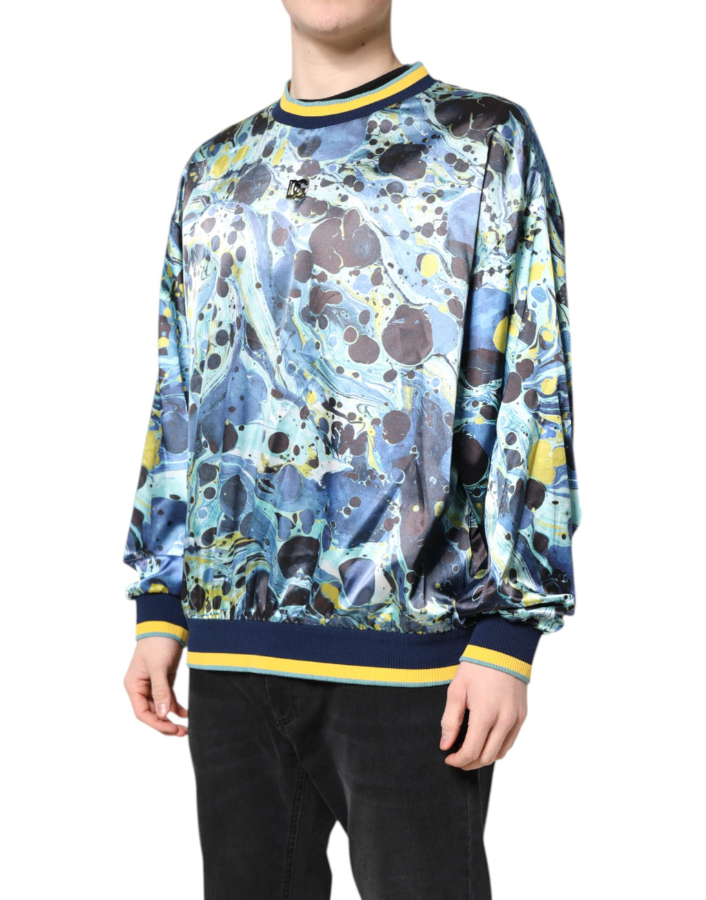 Dolce & Gabbana Multicolor Marble Print Men's Pullover Sweater