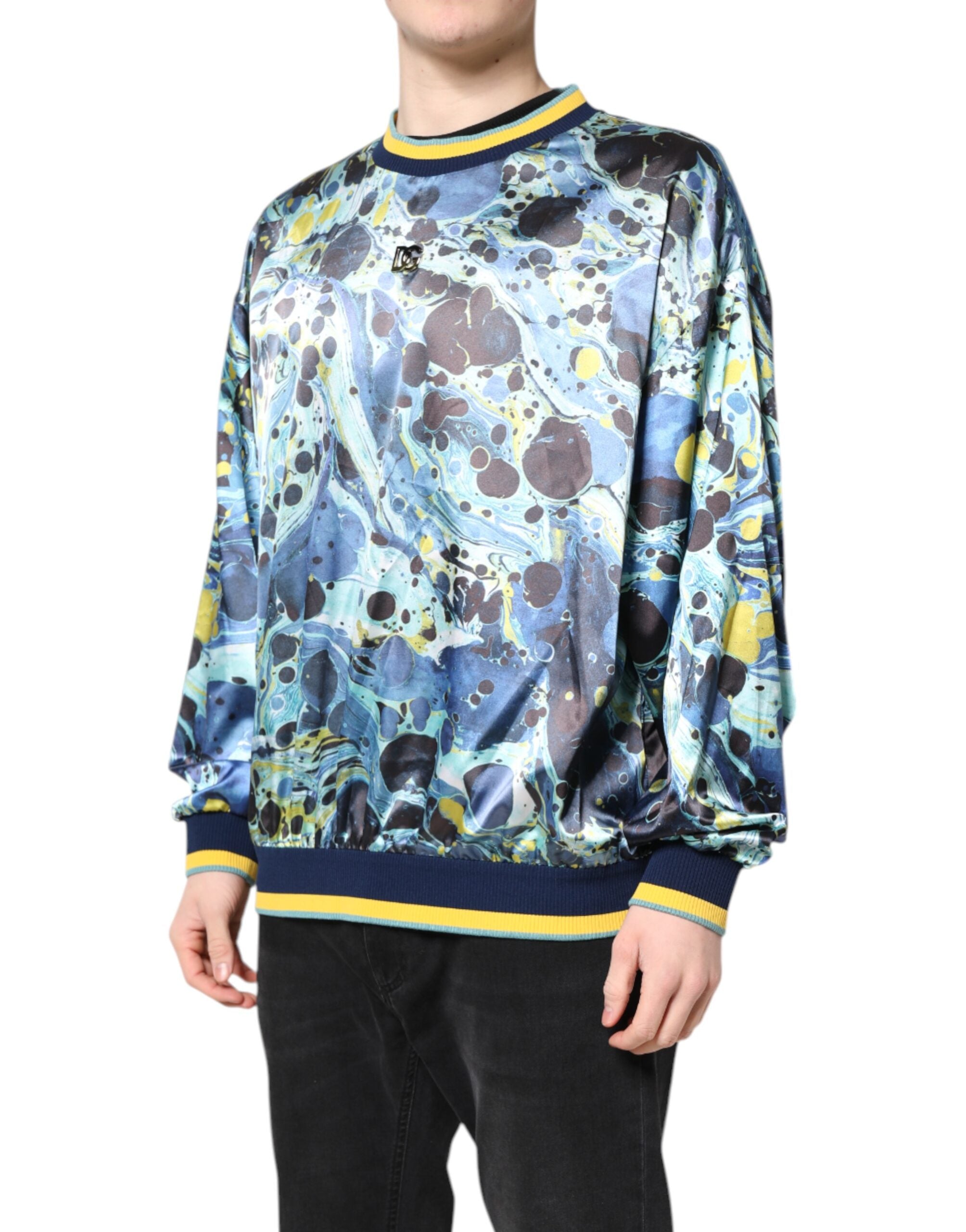 Dolce & Gabbana Multicolor Marble Print Men's Pullover Sweater