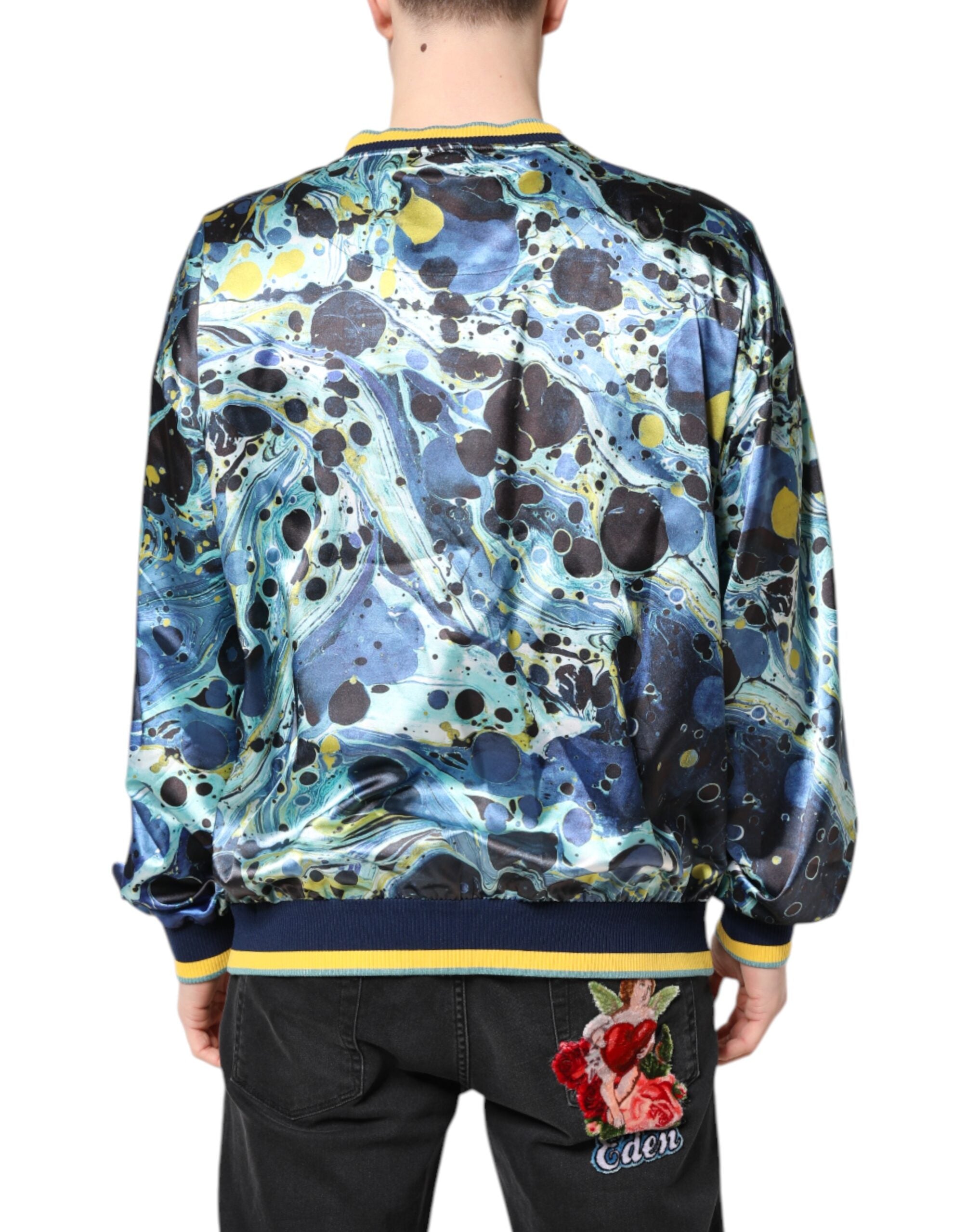 Dolce & Gabbana Multicolor Marble Print Men's Pullover Sweater