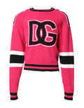Dolce & Gabbana Rosa Baumwoll-Logo-Print-Strickpullover
