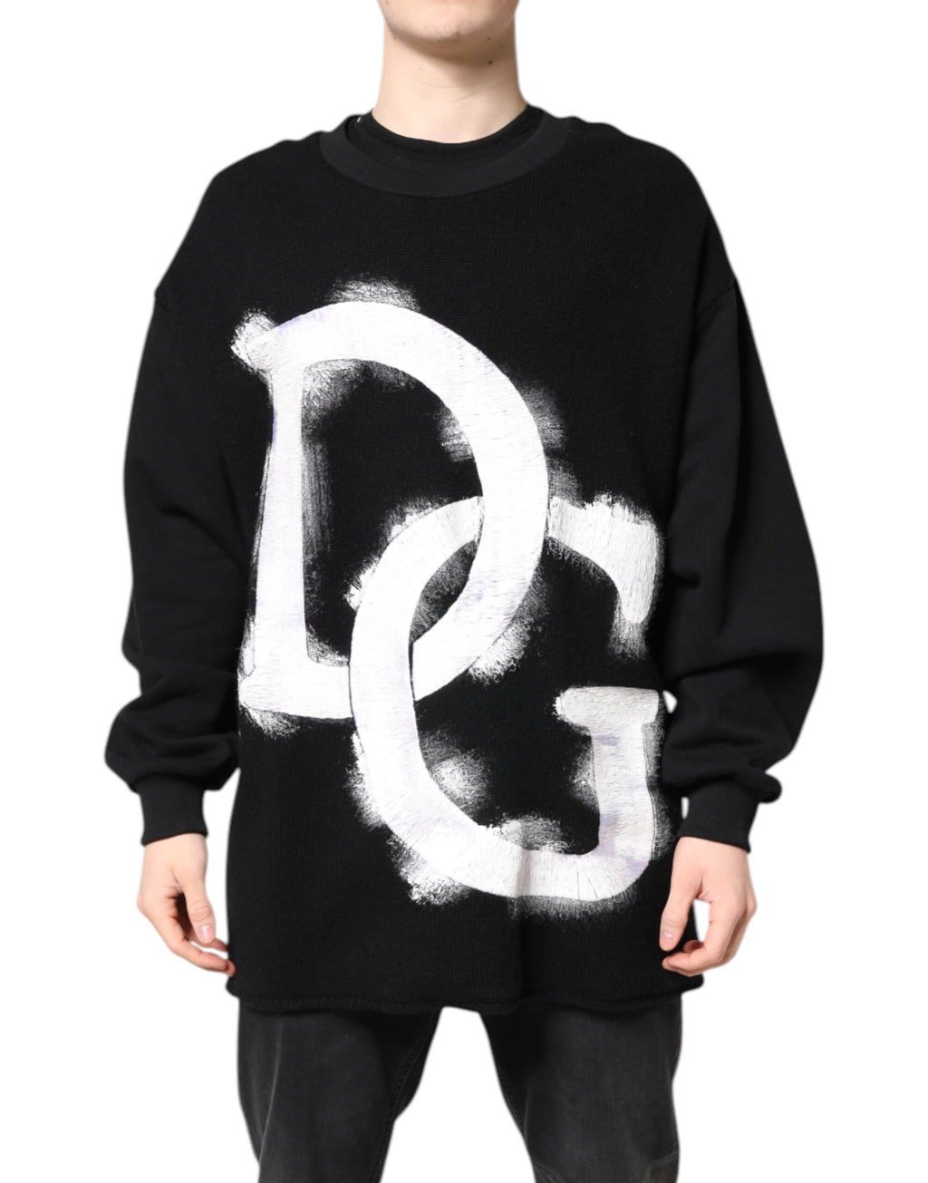 Dolce & Gabbana Black Cotton Logo-Print Men's Sweatshirt