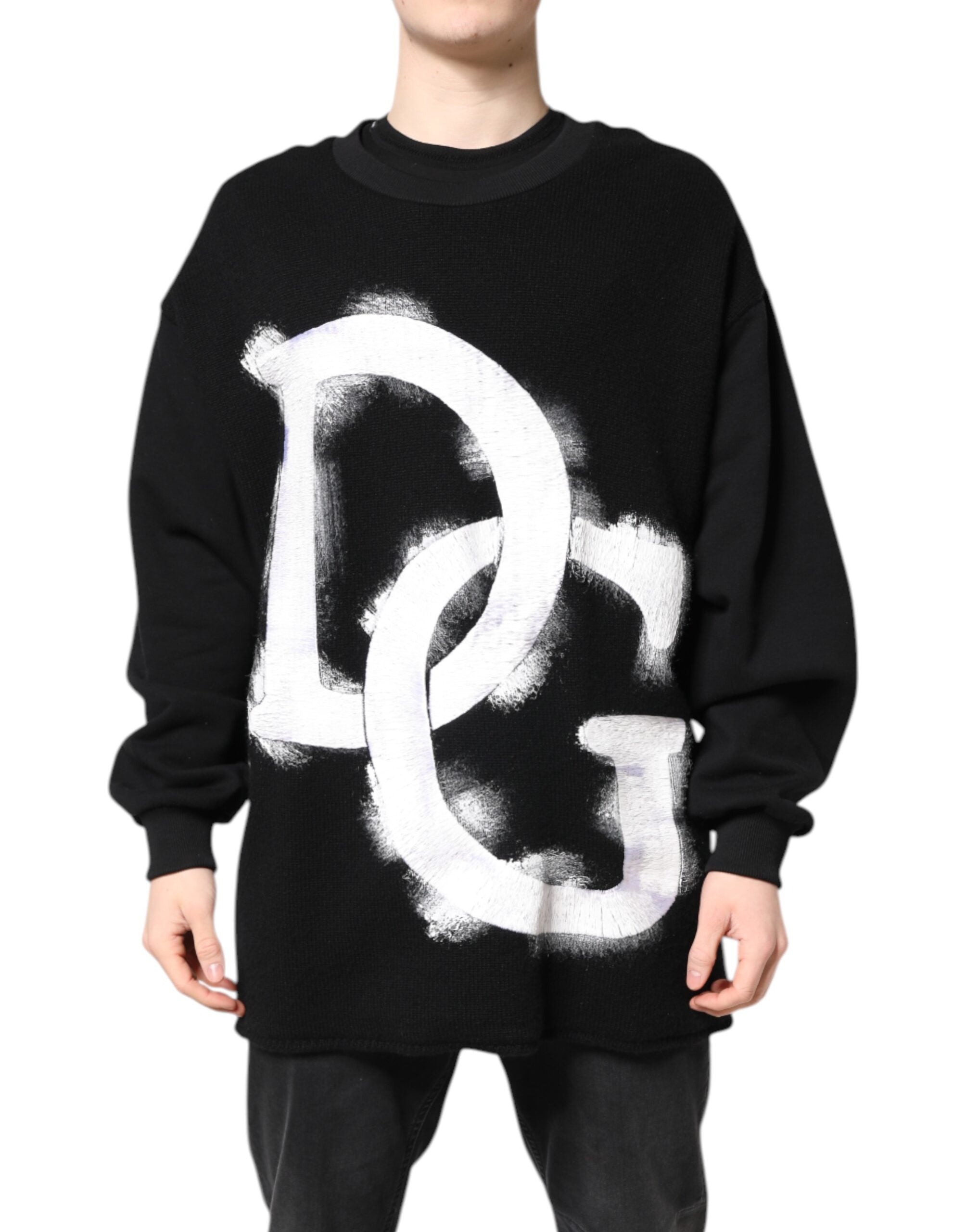 Dolce & Gabbana Black Cotton Logo-Print Men's Sweatshirt